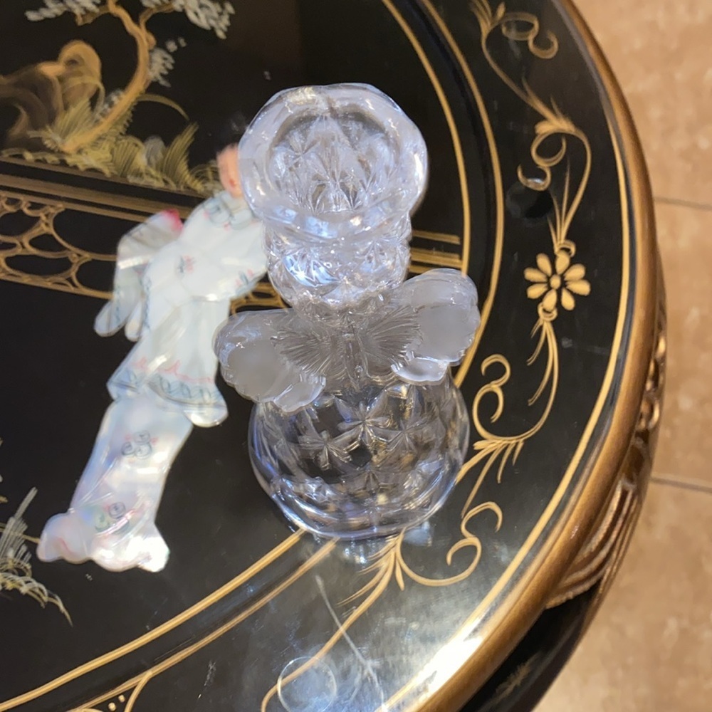Vintage Hofbauer? West Germany Lead Crystal Etched Butterfly Candlestick Holder - Picture 4 of 4